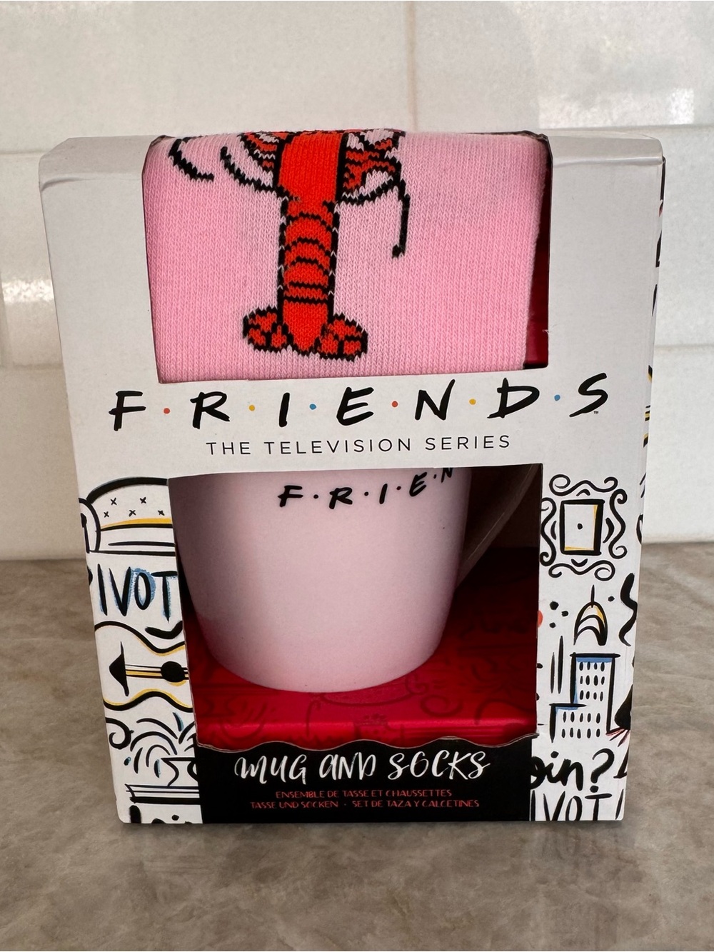 Friends TV Series You Are My Lobster Mug and Socks Set Gift Set Pink Present NEW